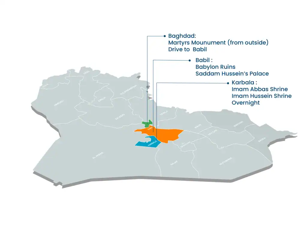 map of tour 03 1 Iraq Group Tours Aknaf Alsawary - Iraq Travel Agency