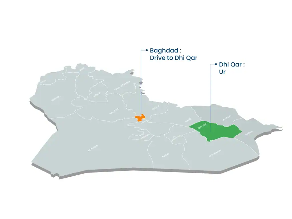 map of tour 12 6-day Iraq tour Aknaf Alsawary - Iraq Travel Agency