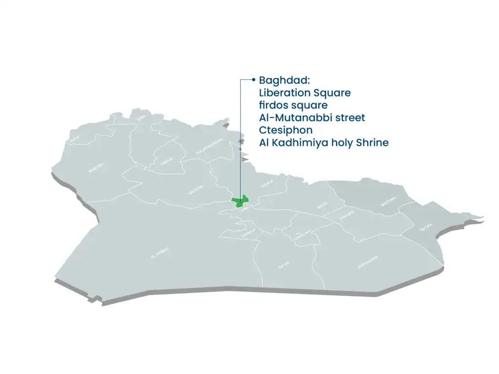 map of tour 14 1 4-day Baghdad tour Aknaf Alsawary - Iraq Travel Agency