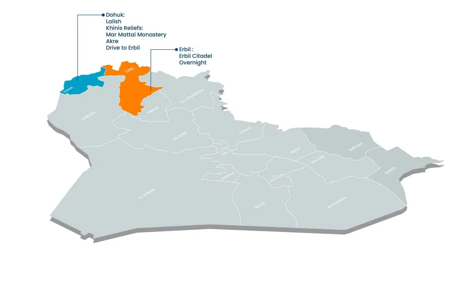 map of tour 10 edited Iraq Group Tours Aknaf Alsawary - Iraq Travel Agency