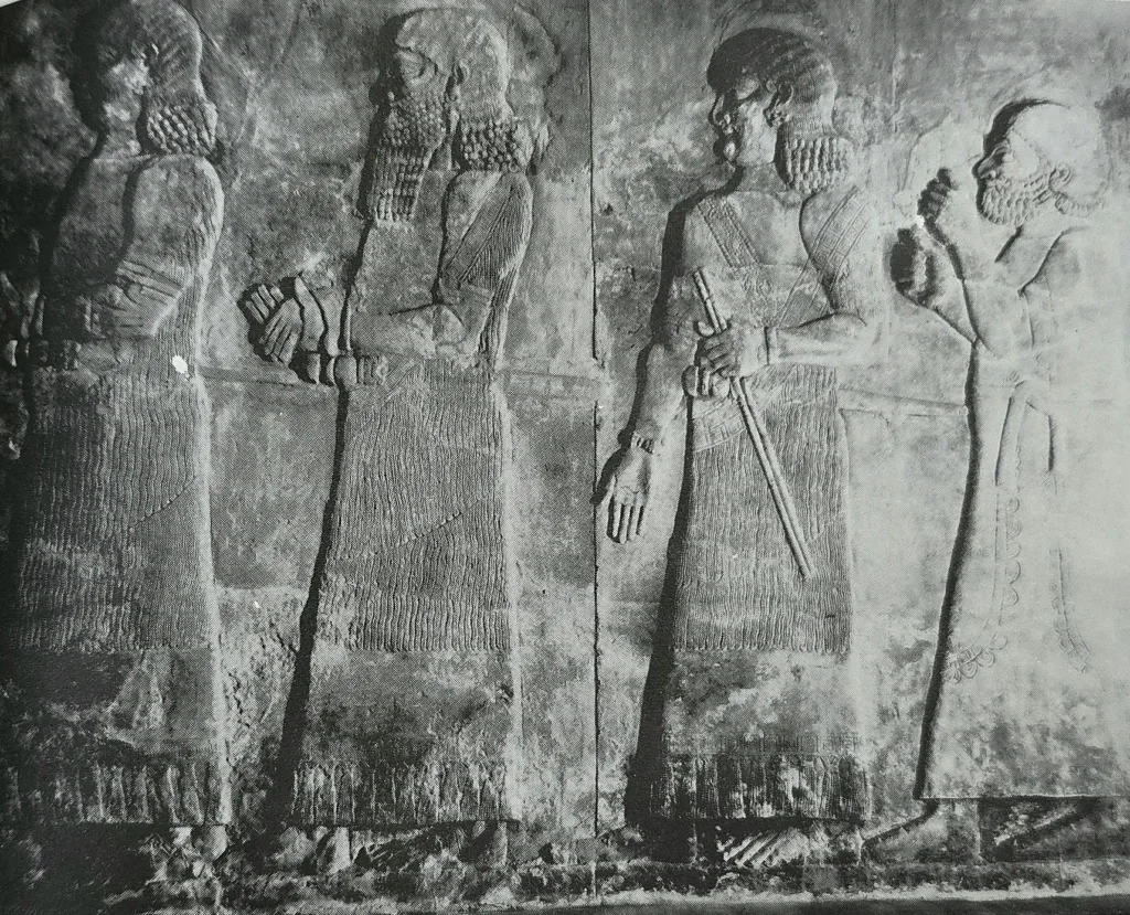 Large relief showing a scene in which appearing the Assyrian King Sargon (721-705 BC.), found at Khorsabad.