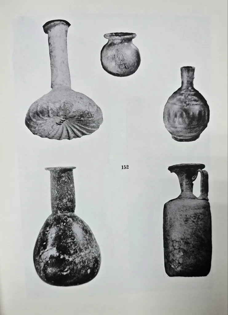 Collection of glass bottles of various shapes from various Assyrian sites.
