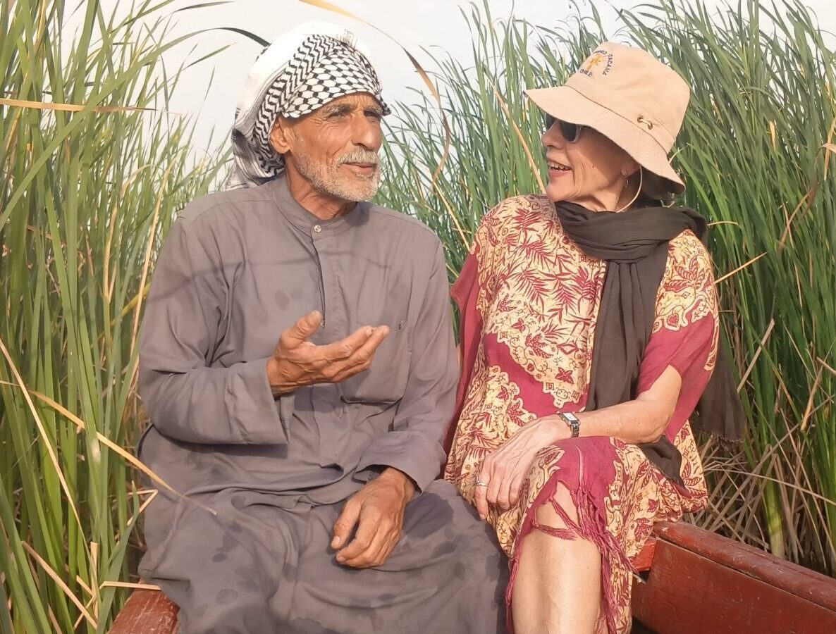 A local Marsh Arab in the Mesopotamian Marshes of southern Iraq, showcasing traditional life, reed houses, and the unique cultural heritage of the Iraqi marshlands.