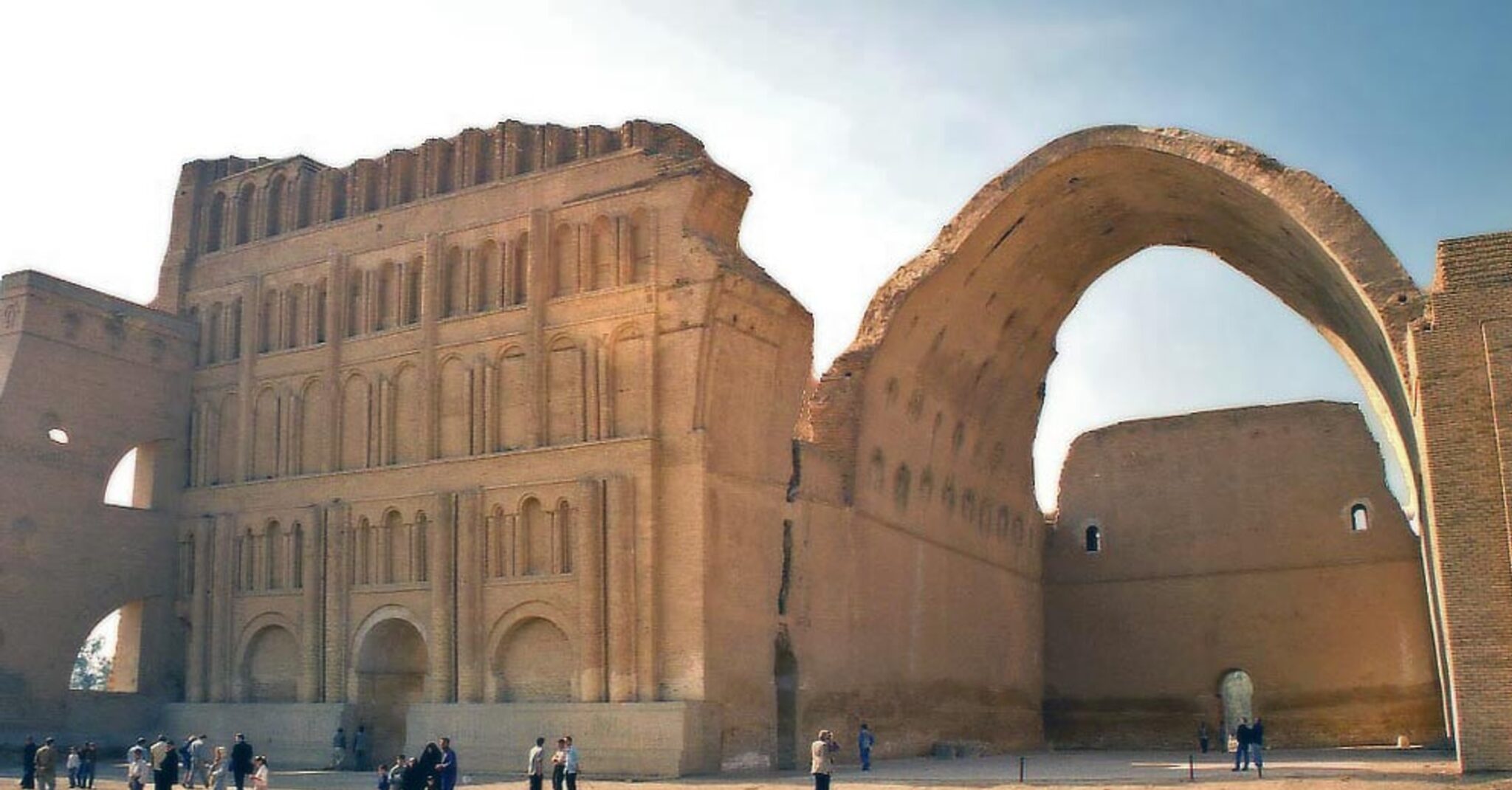 The monumental Arch of Ctesiphon (Taq Kasra), the world's largest surviving single-span brick arch, located near Baghdad, Iraq.
