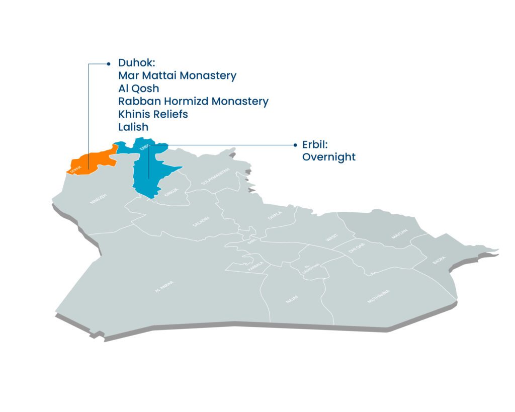 map of tour erbil duhok erbil 2 16 3-Day Kurdistan Iraq Tour Aknaf Alsawary