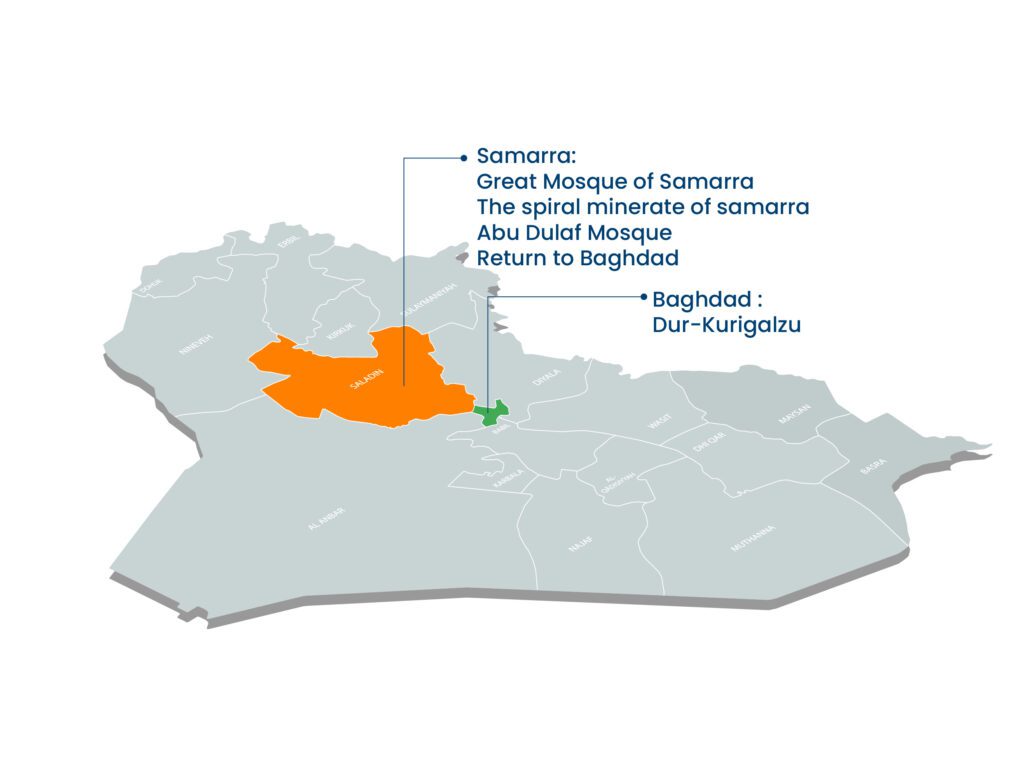 map of tour samarra baghdad 18 3-Day Baghdad & Samarra Iraq Tour Aknaf Alsawary