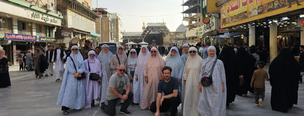 Tourist visiting the Imam Ali Holy Shrine in Najaf, Iraq, experiencing one of the country’s most important religious landmarks and discovering the spiritual heritage of this historic pilgrimage destination.